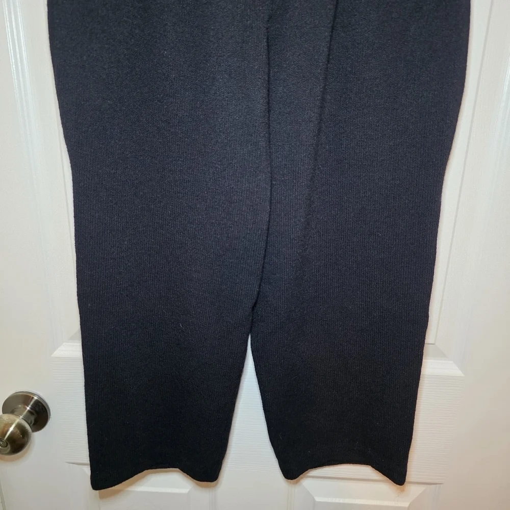St John Santana Knit Straight Leg Crop High Waisted Pants Black Stretch Size 4 - Picture 3 of 11